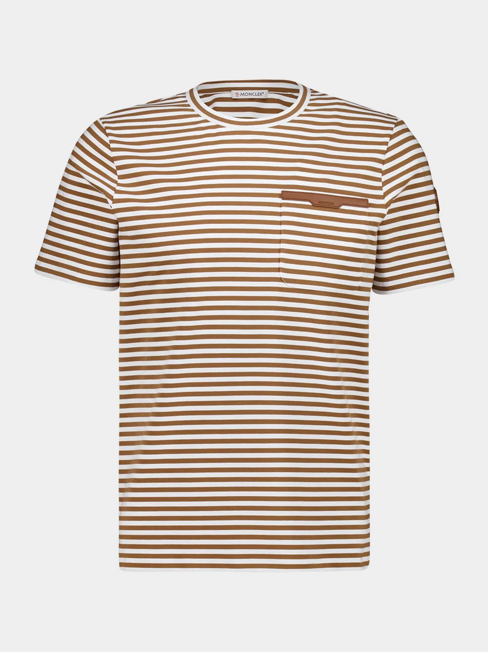 Beige Striped Cotton T-Shirt - Image 2