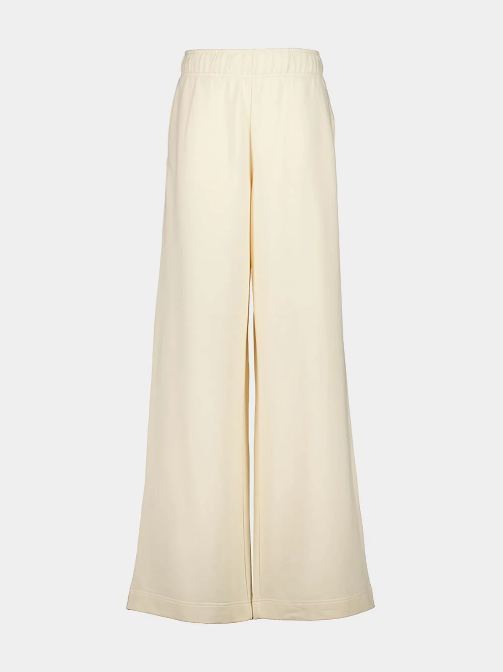 Beige Wide-Leg Cotton Track Pants - Image 2