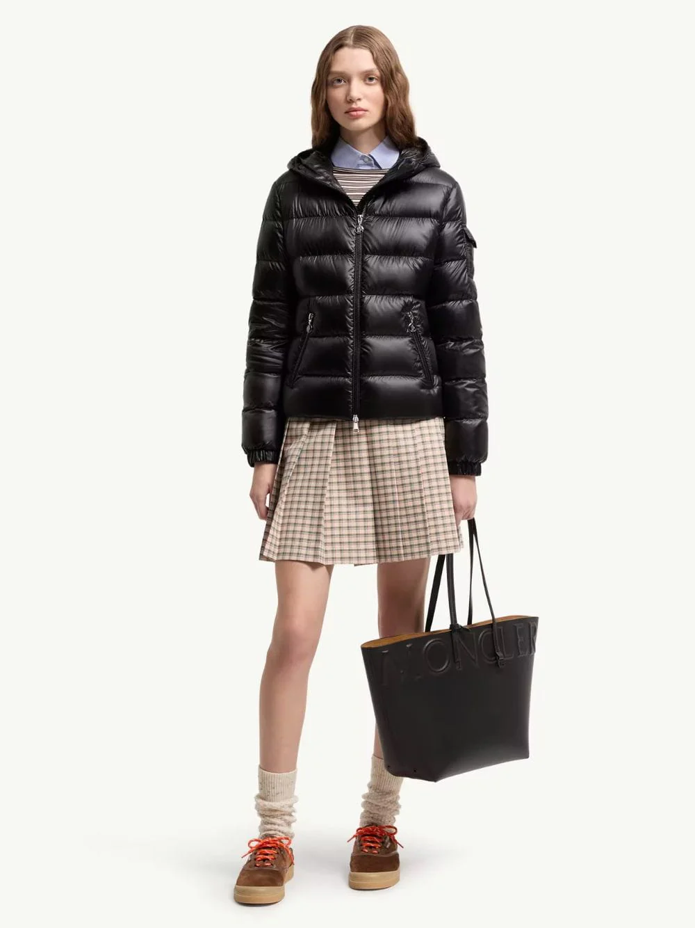 Black Glesse Hooded Short Down Jacket