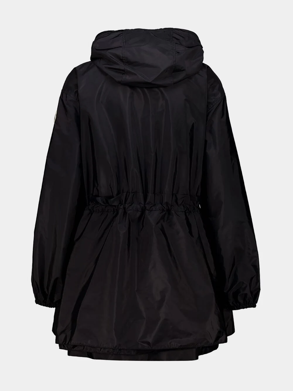 Black Hooded Ruched Rain Jacket - Image 3