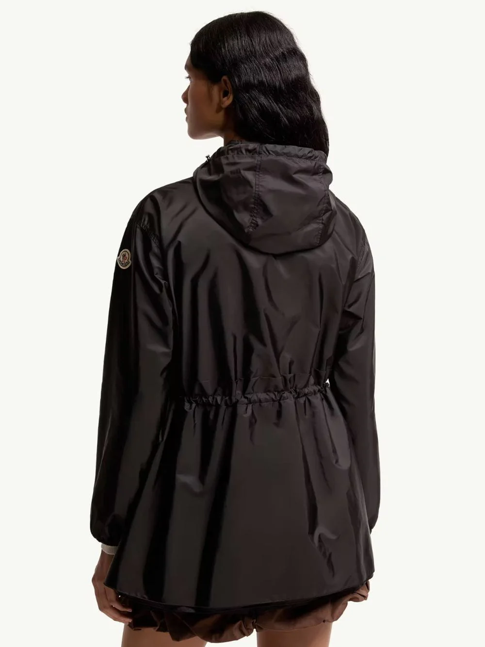 Black Hooded Ruched Rain Jacket - Image 4
