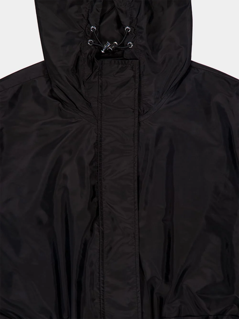Black Hooded Ruched Rain Jacket - Image 5