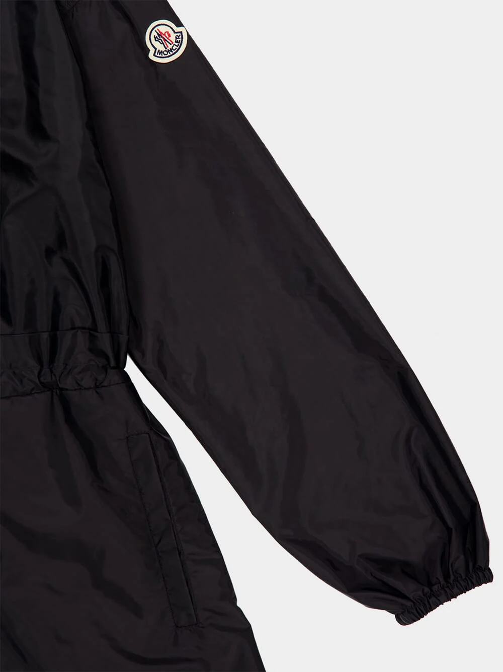 Black Hooded Ruched Rain Jacket - Image 6
