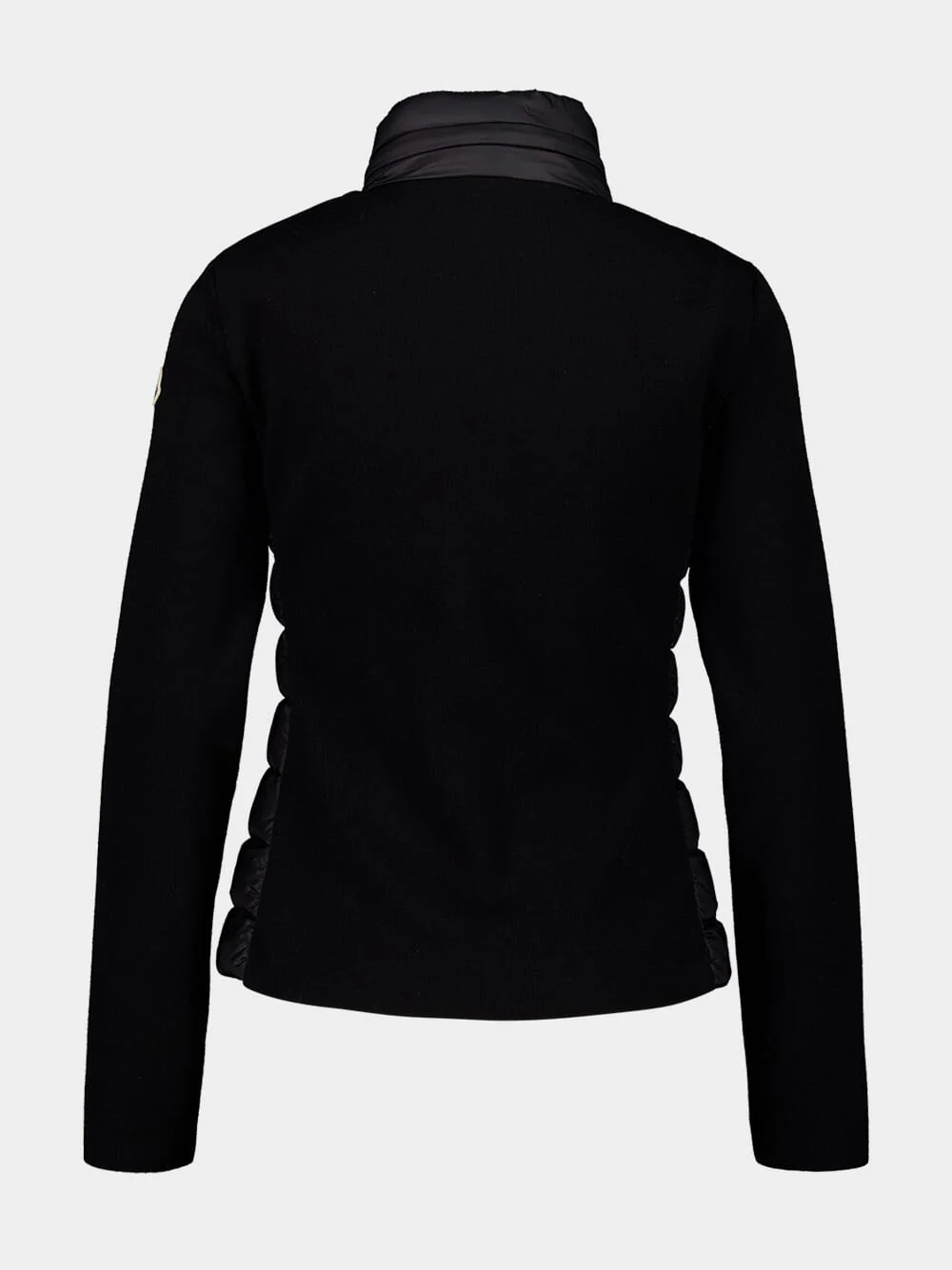 Black Padded Wool Zip-Up Cardigan - Image 3