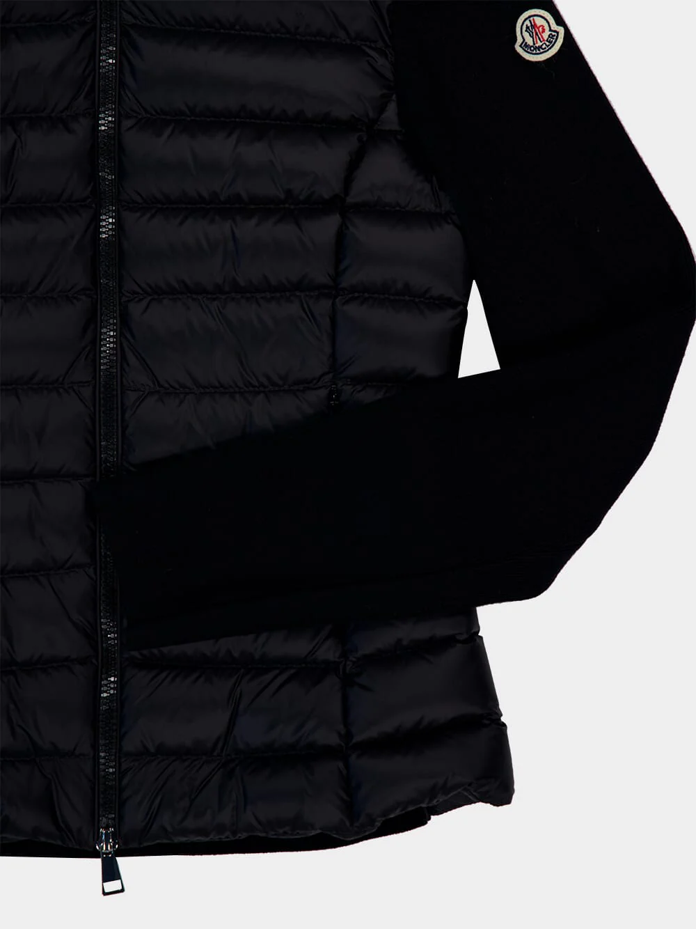 Black Padded Wool Zip-Up Cardigan - Image 5