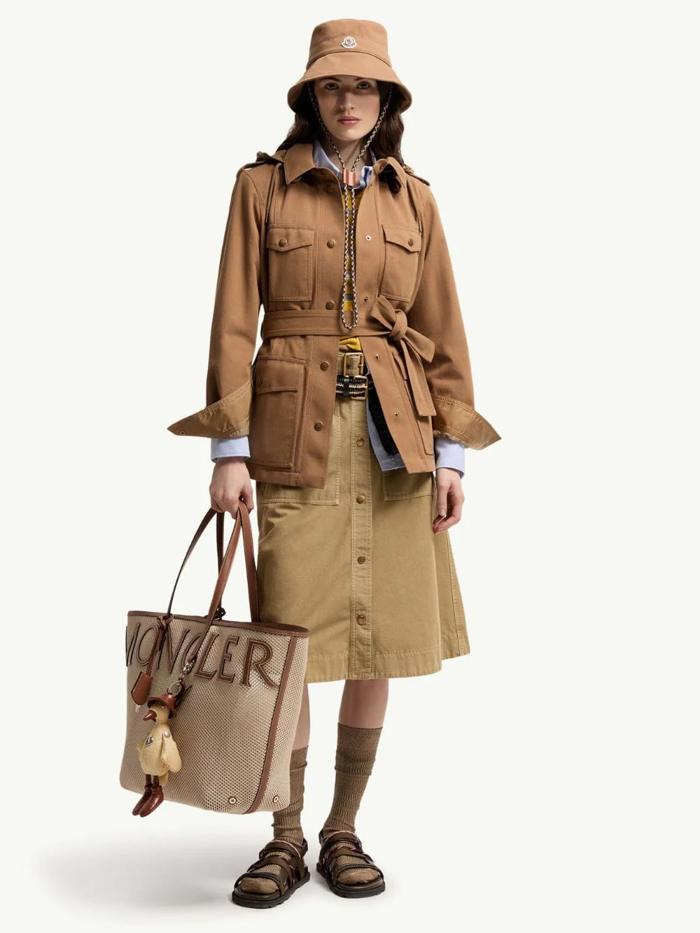 Camel Beige Centaurea Hooded Gabardine Field Jacket