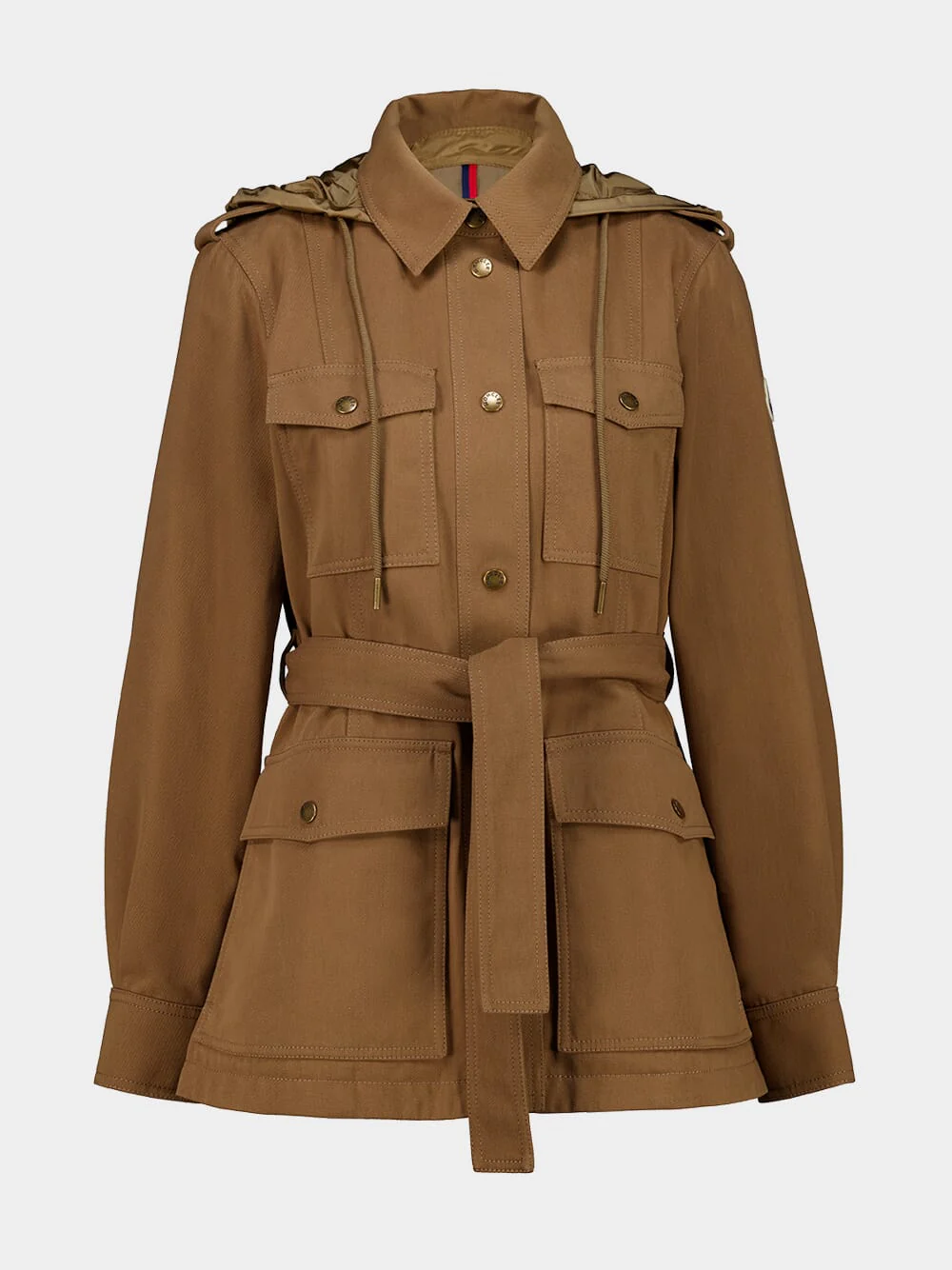 Camel Beige Centaurea Hooded Gabardine Field Jacket - Image 2