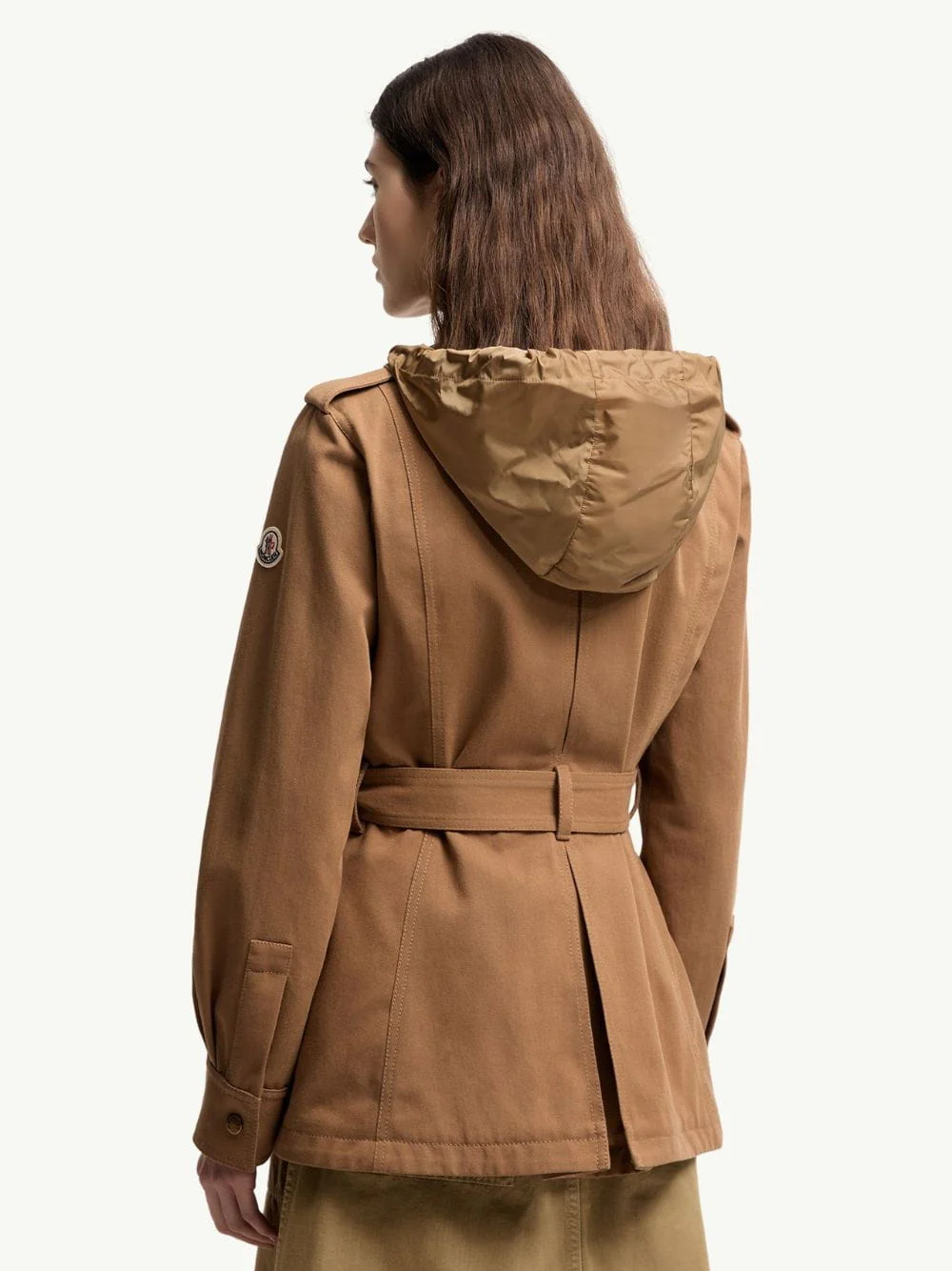 Camel Beige Centaurea Hooded Gabardine Field Jacket - Image 3