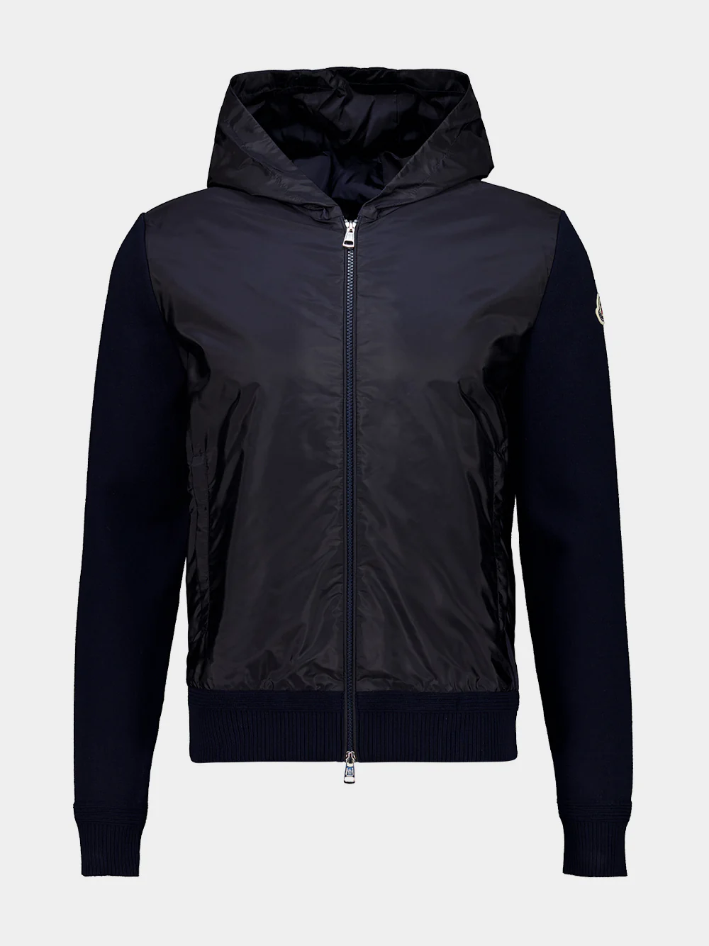 Navy Blue Cotton Blend Hooded Sweatshirt