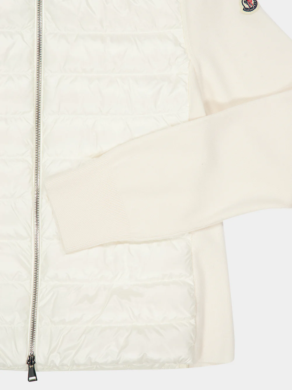 White Padded Wool Zip-Up Cardigan - Image 4