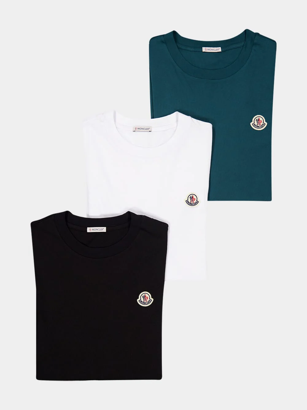 Cotton Logo T-Shirt Trio in White Black and Green