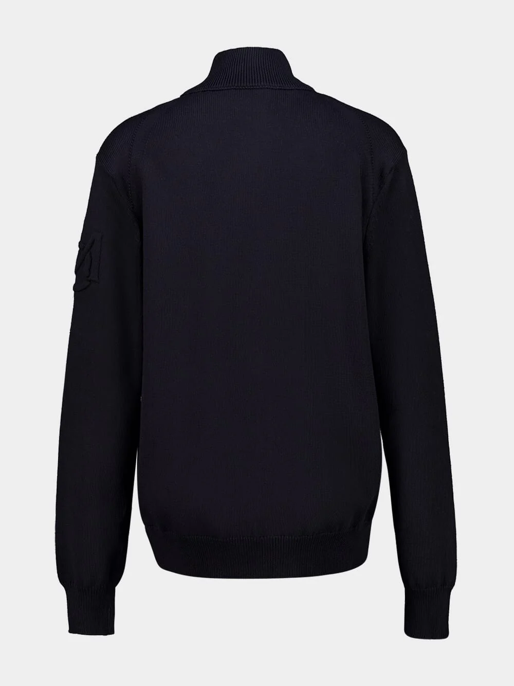 Dark Blue Padded Zip-Up Cotton Cardigan - Image 2
