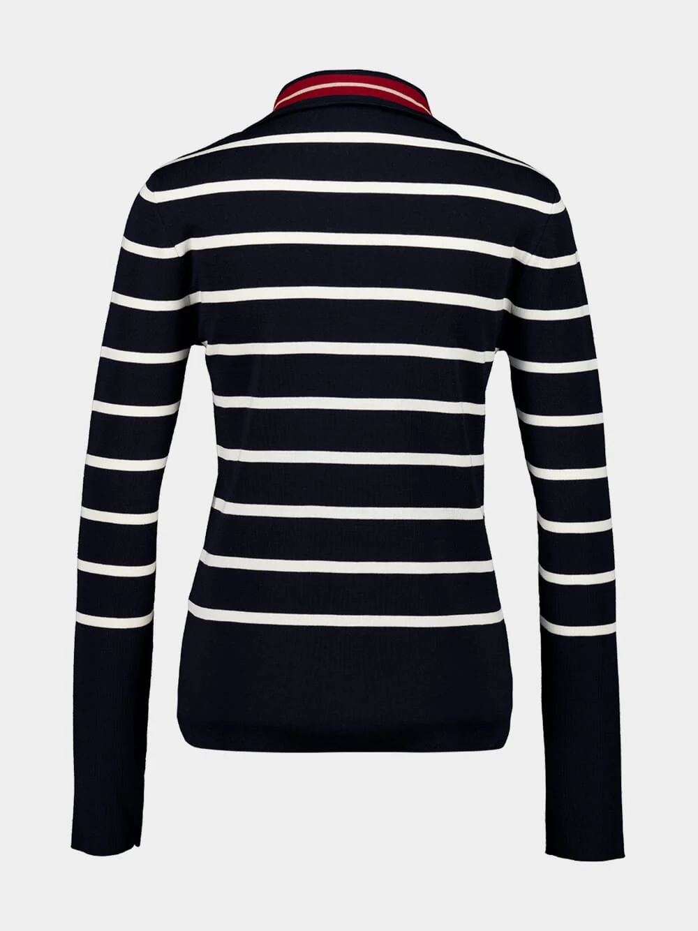 Dark Blue Striped Wool Polo Neck Jumper - Image 3