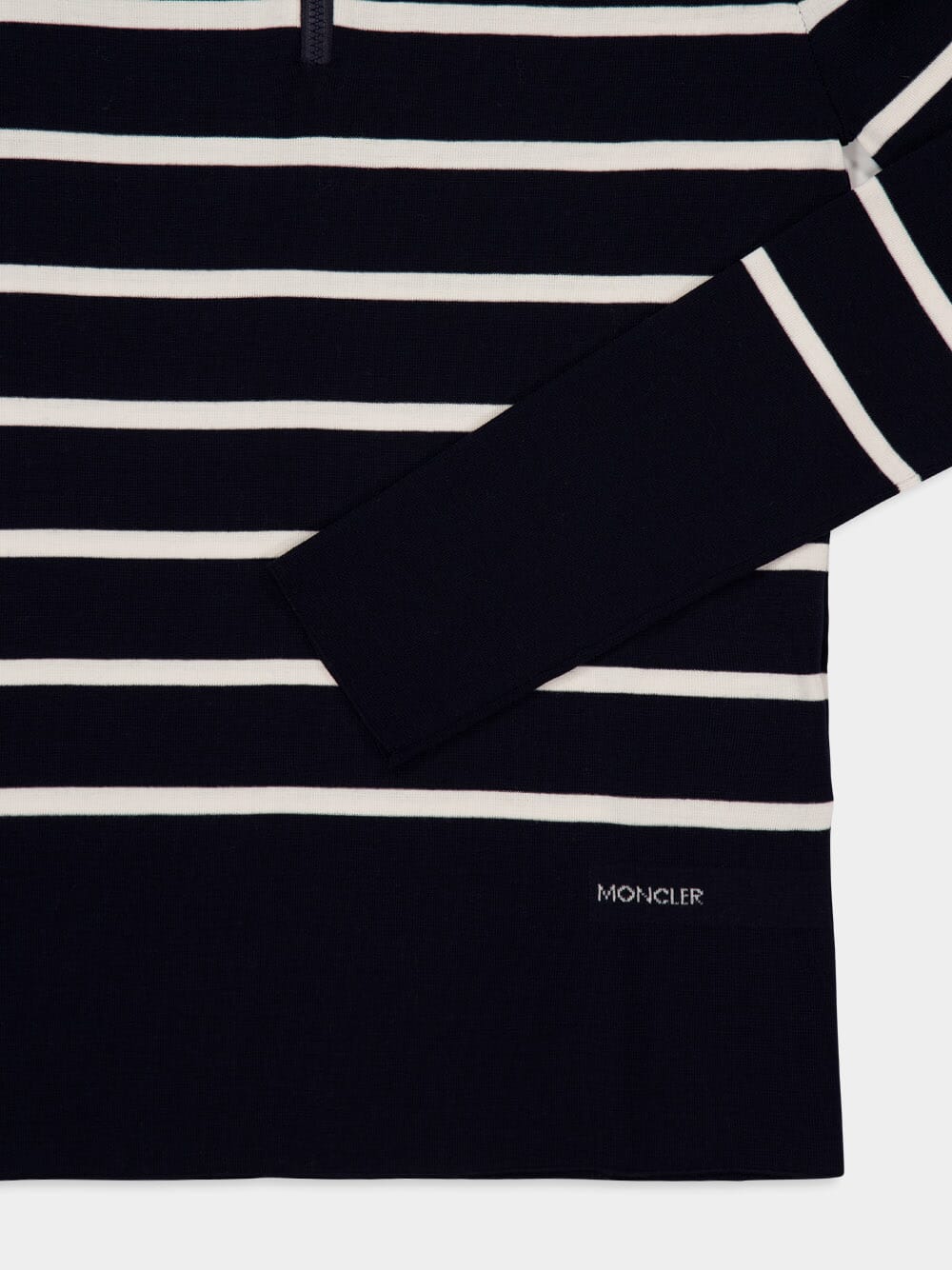Dark Blue Striped Wool Polo Neck Jumper - Image 5