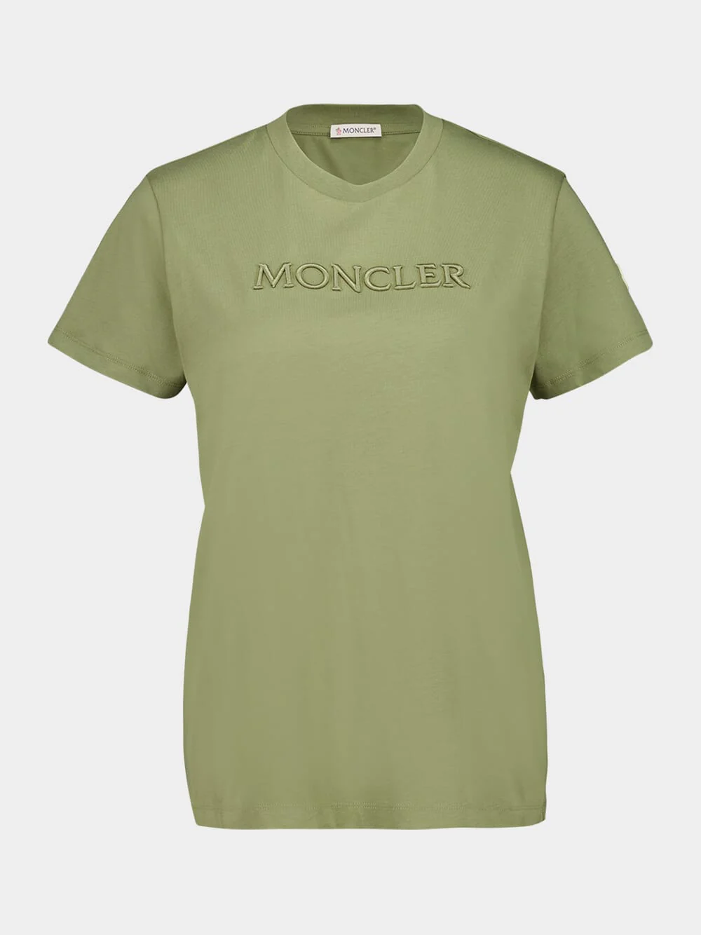 Green Cotton T-Shirt with Tonal Embroidered Logo