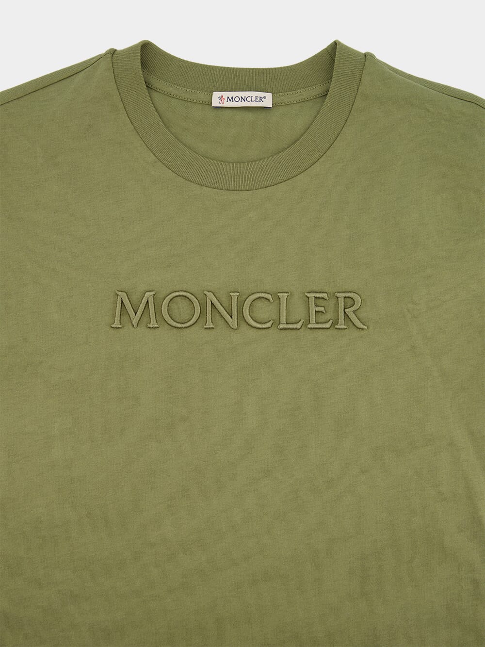 Green Cotton T-Shirt with Tonal Embroidered Logo - Image 3