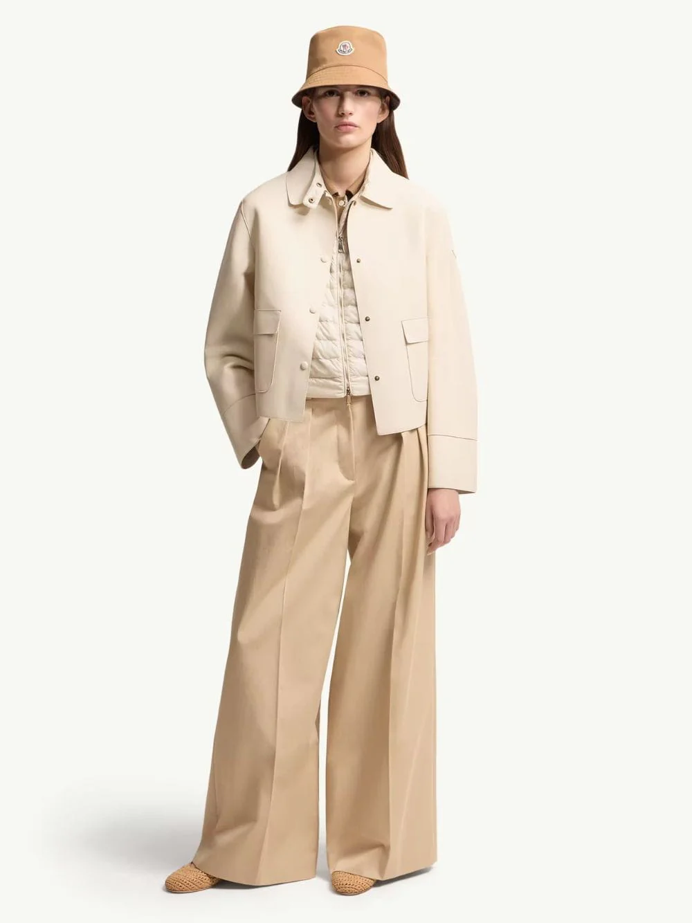Ivory Haricot 3-in-1 Leather Down Shirt Jacket
