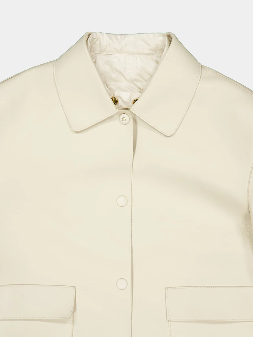 Ivory Haricot 3-in-1 Leather Down Shirt Jacket - Image 6