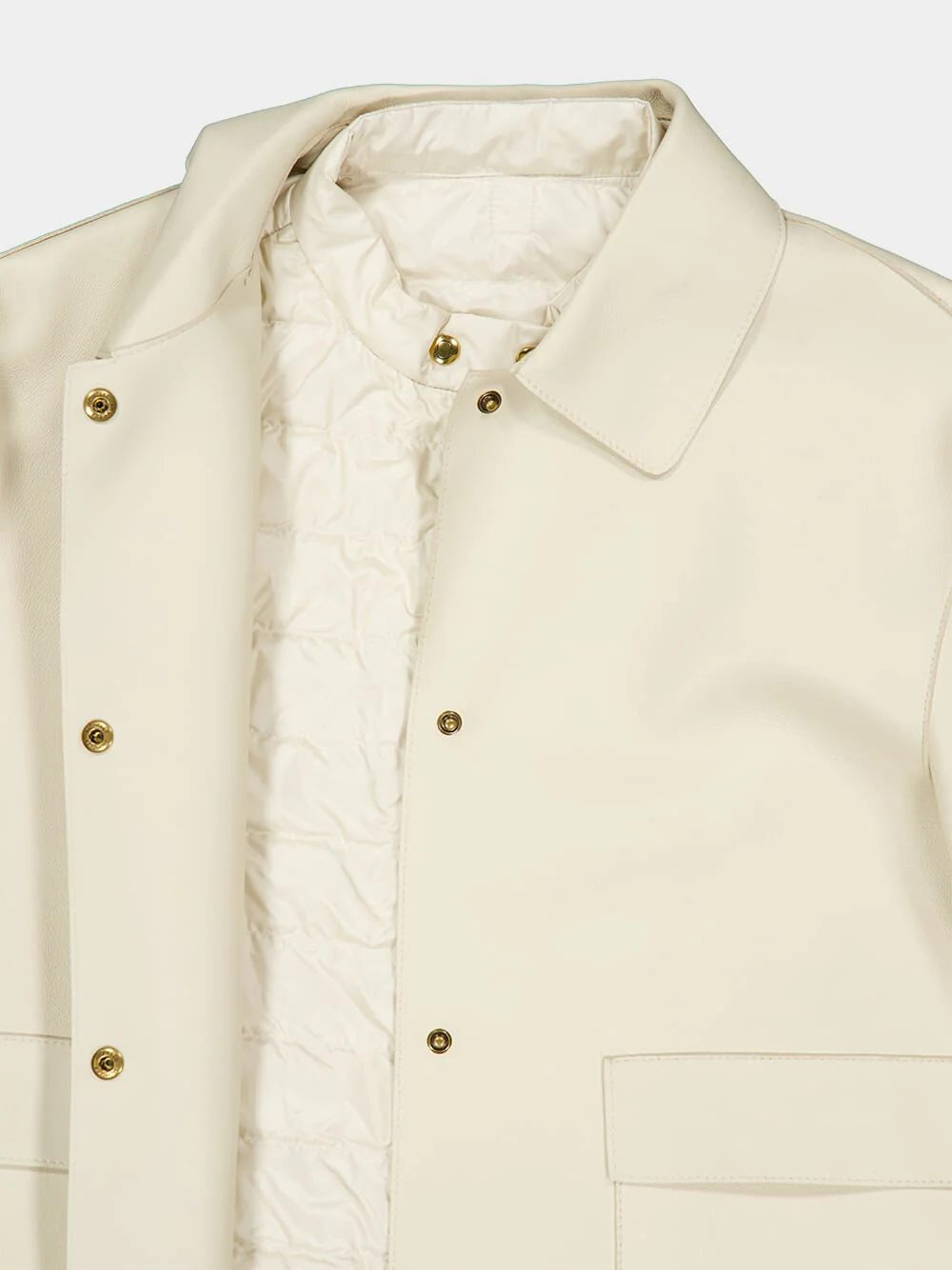 Ivory Haricot 3-in-1 Leather Down Shirt Jacket - Image 8
