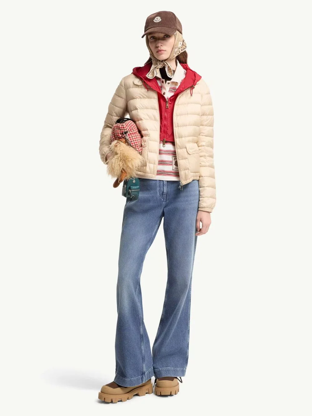 Light Beige Lans Short Down Jacket