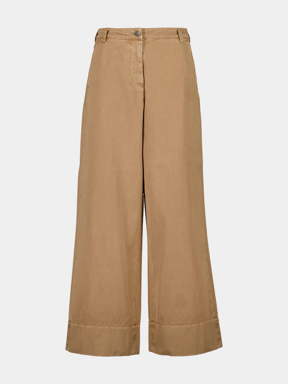Light Beige High-Waisted Wide-Leg Trousers
