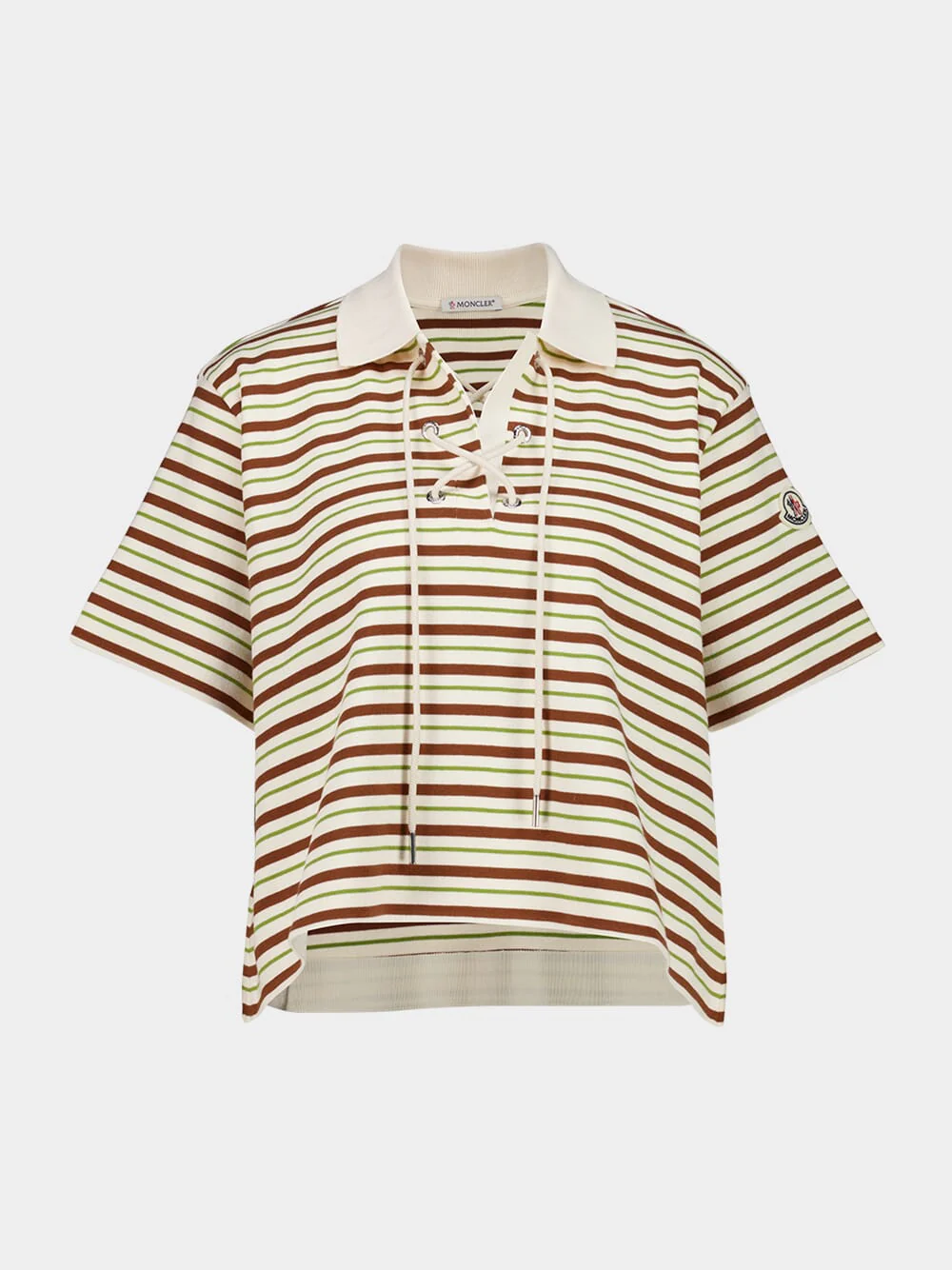 Light Beige Striped Cotton Polo Shirt