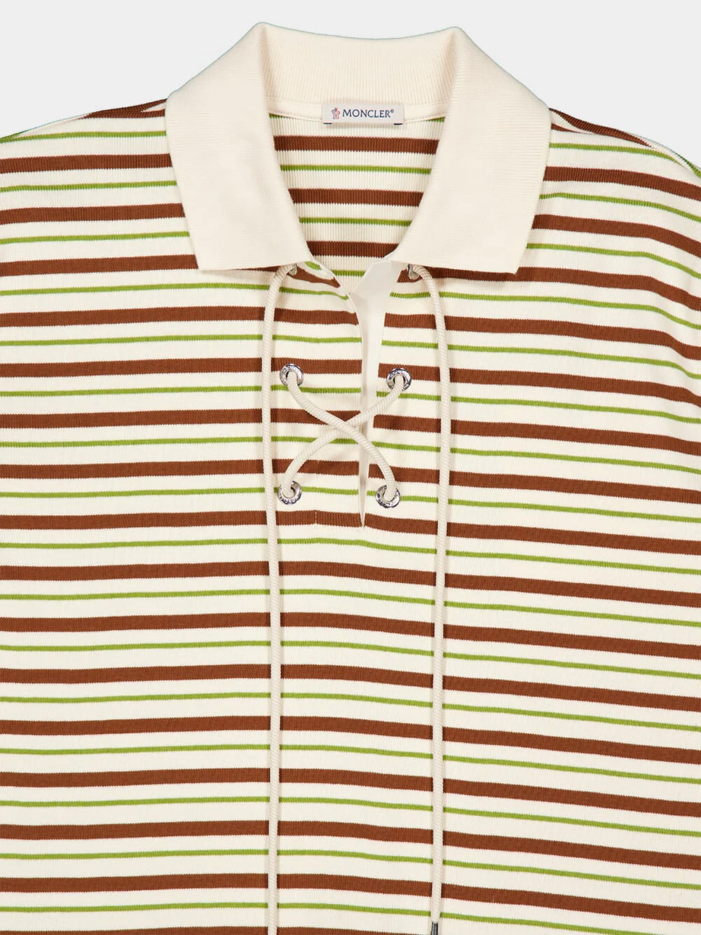 Light Beige Striped Cotton Polo Shirt - Image 5