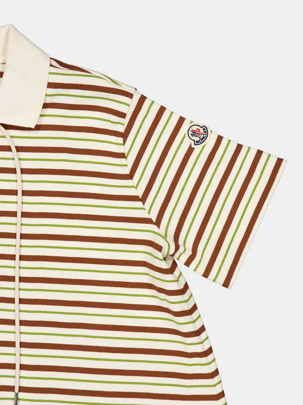Light Beige Striped Cotton Polo Shirt - Image 6