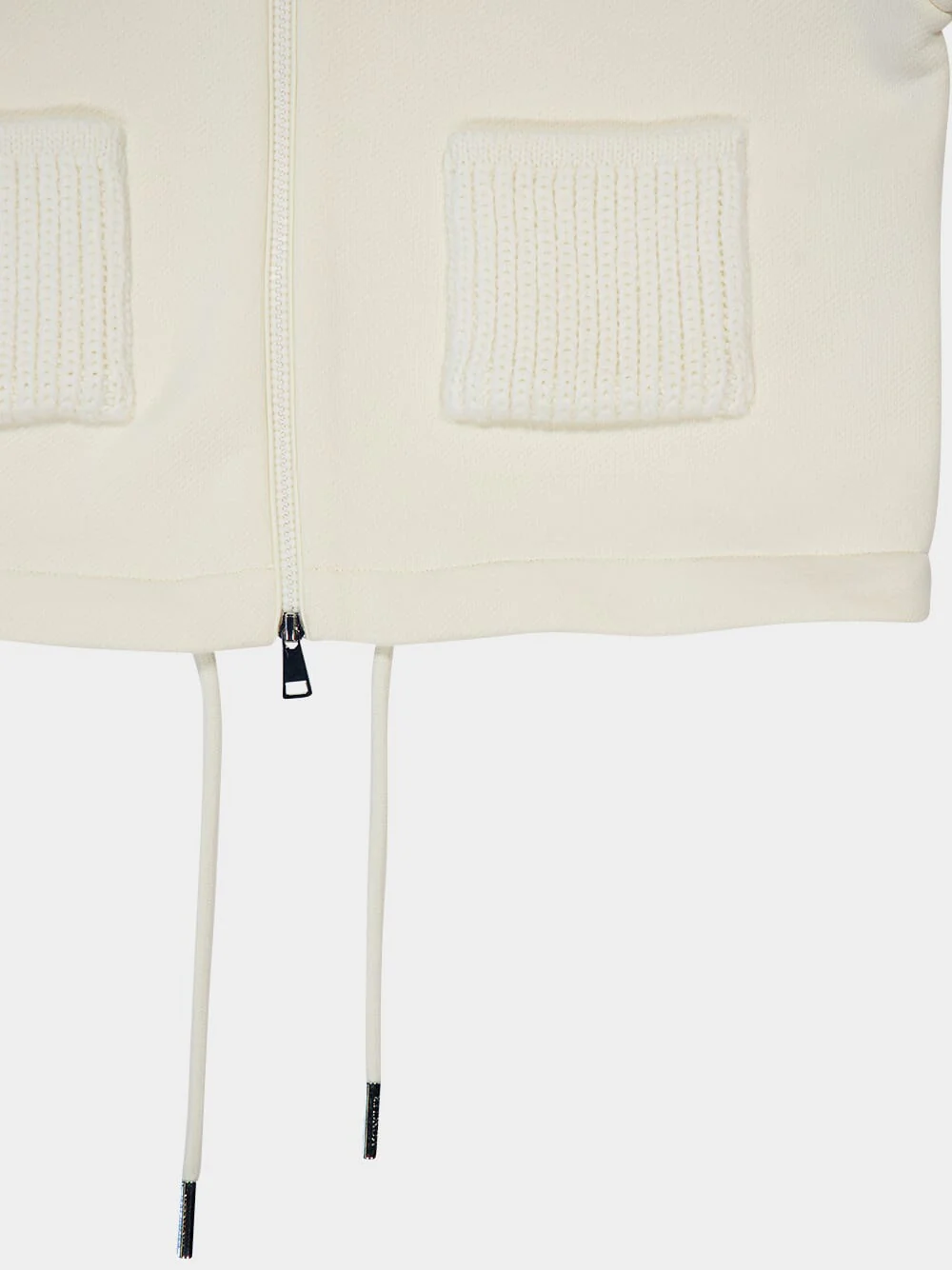 Natural Cotton Zip-Up Sweatshirt with Knit Accents - Image 5
