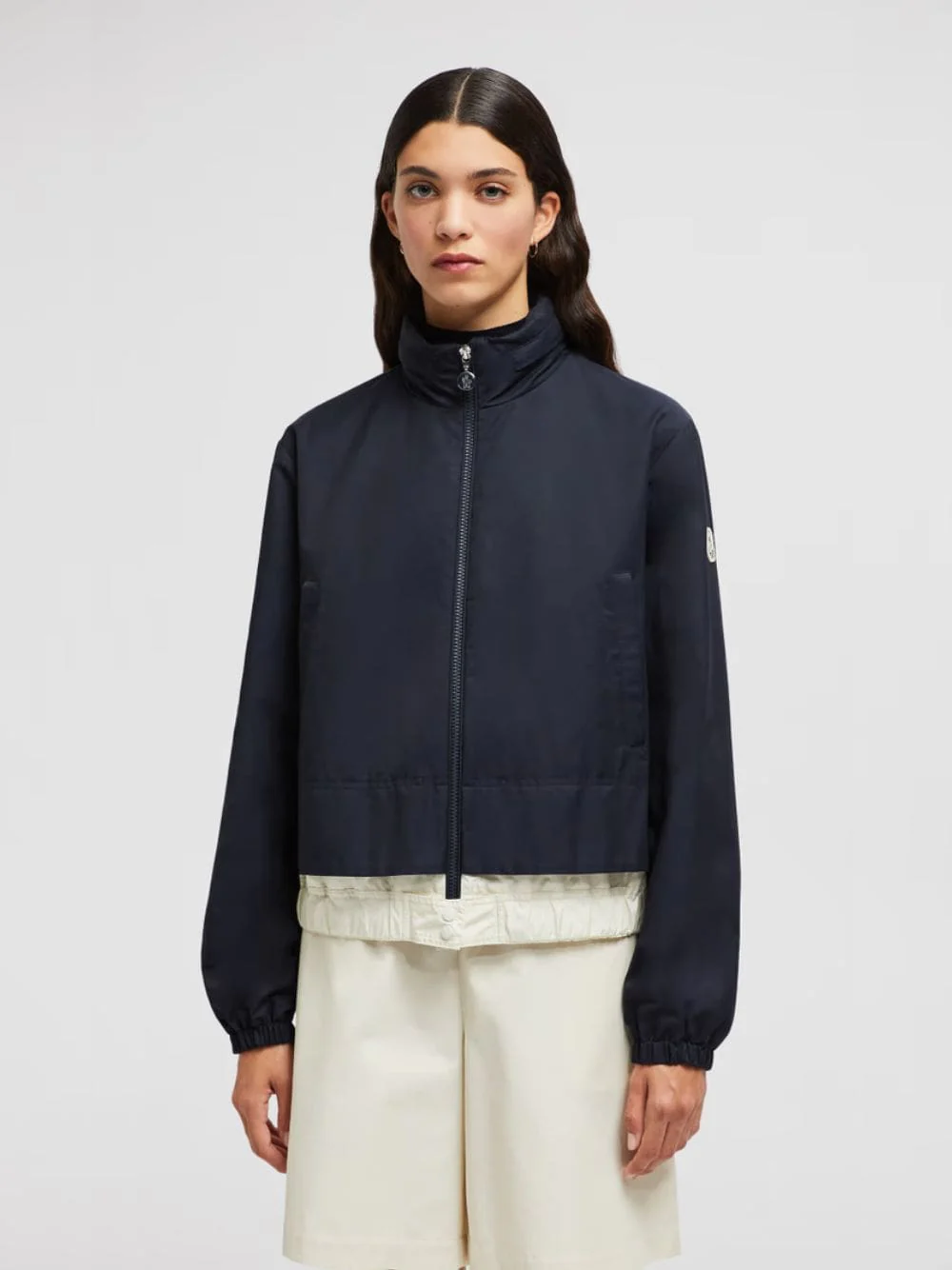Navy Blue Janze Hooded Twill Short Down Jacket - Image 2