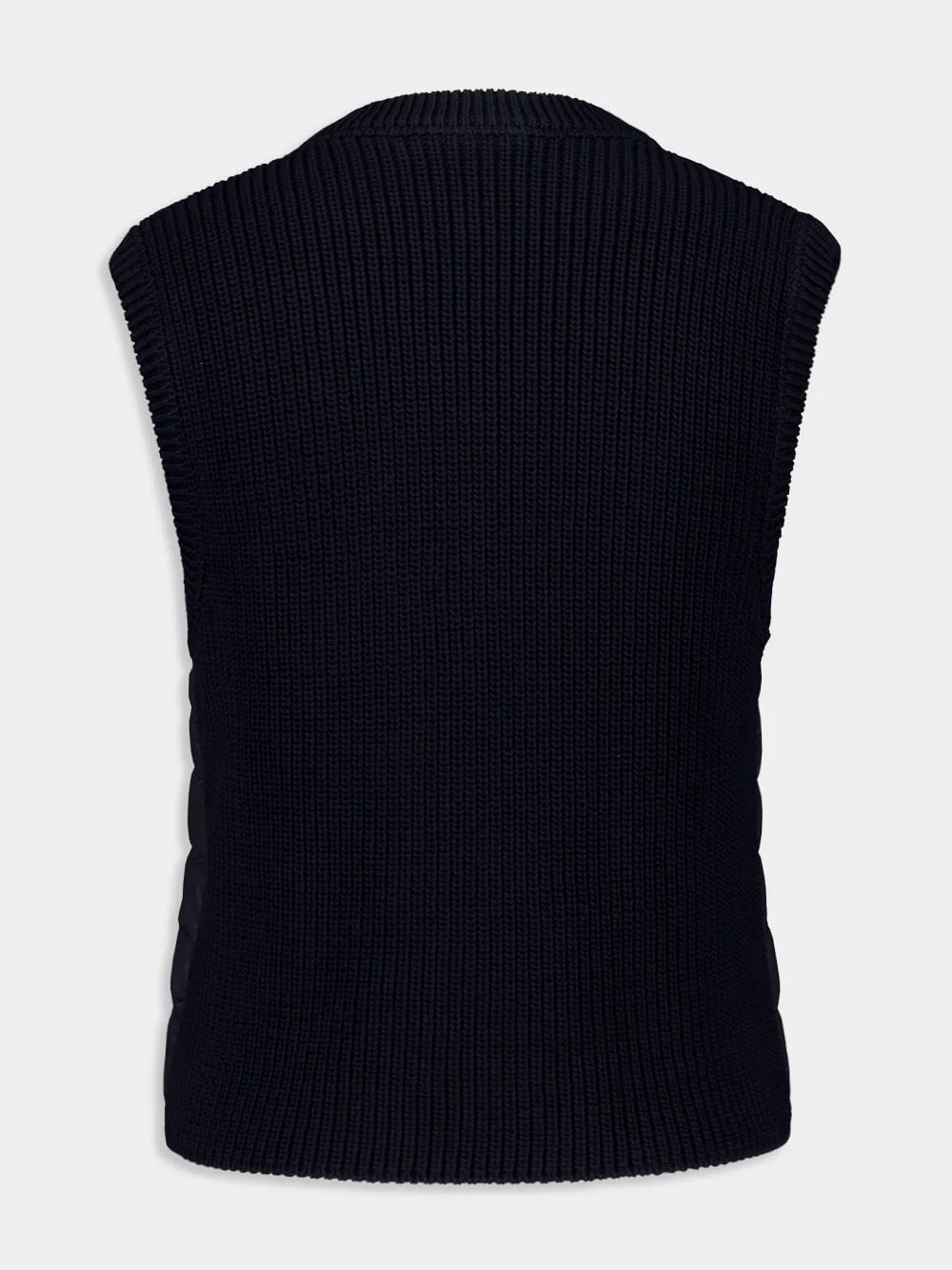 Navy Blue Tricot Panel Padded Gilet - Image 2