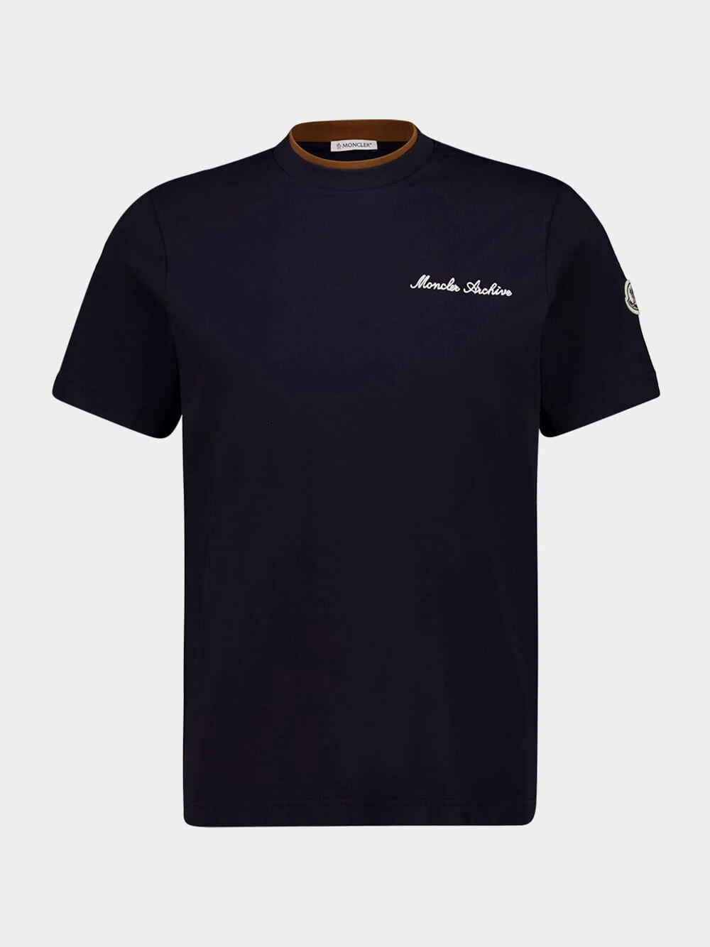 Navy Embroidered Cotton T-Shirt