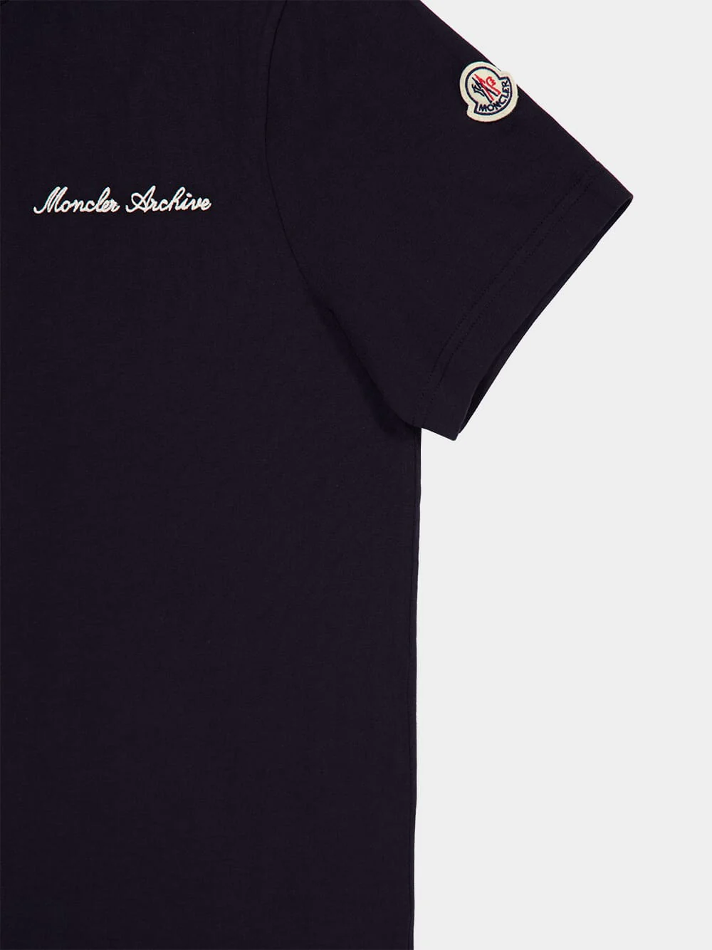Navy Embroidered Cotton T-Shirt - Image 4
