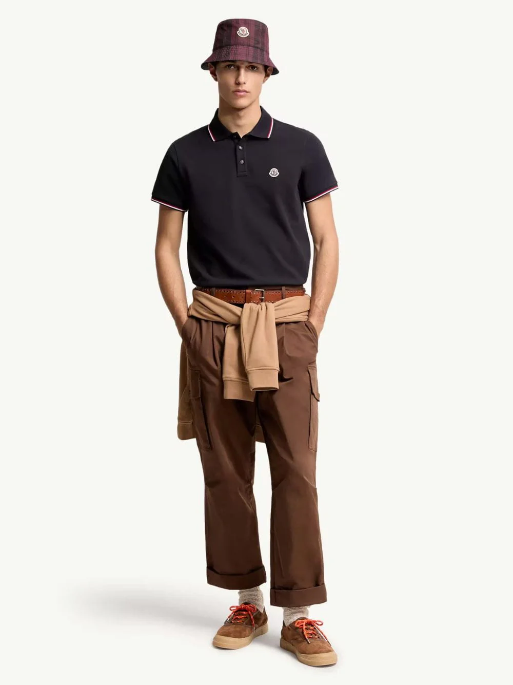 Navy Tricolour Cotton Polo Shirt