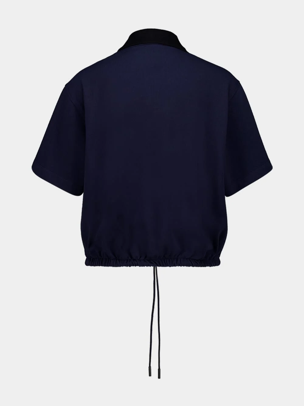 Night Blue Cropped Cotton Piquet Polo Shirt - Image 3