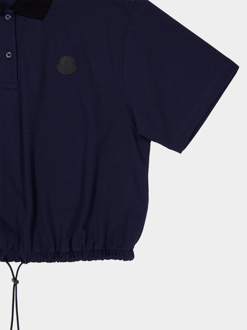 Night Blue Cropped Cotton Piquet Polo Shirt - Image 6