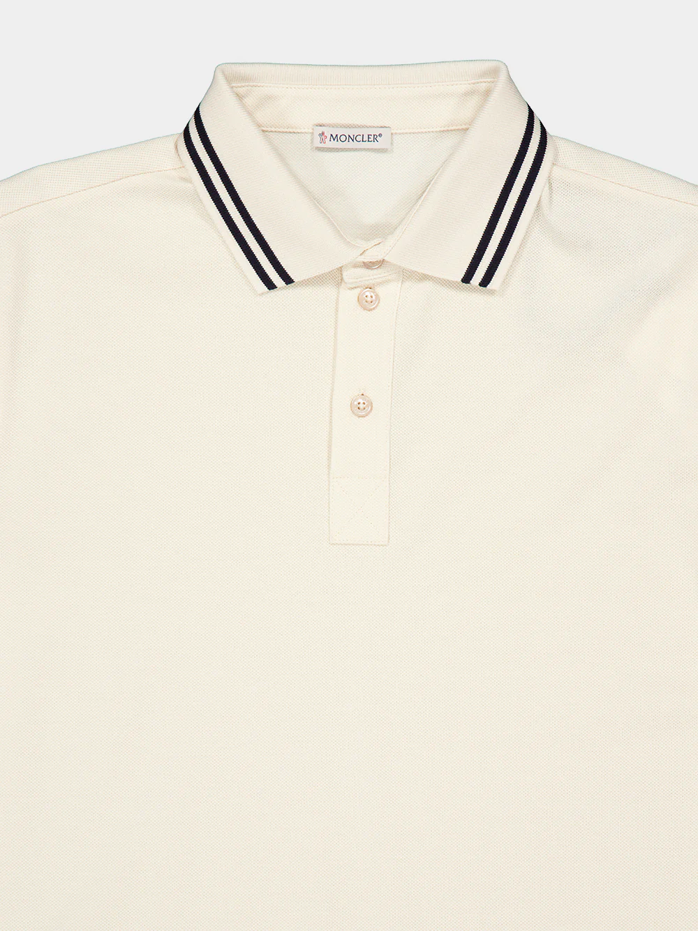 Ivory Striped Trim Cotton Polo Shirt - Image 5