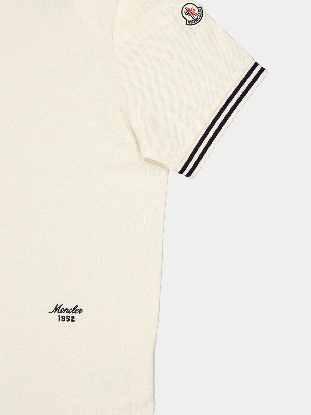 Ivory Striped Trim Cotton Polo Shirt - Image 6