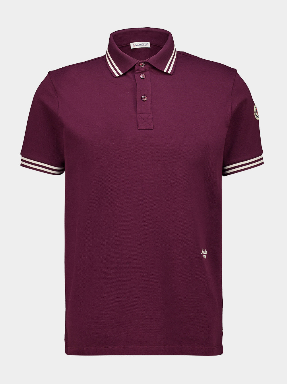 Burgundy Striped Trim Polo Shirt - Image 2