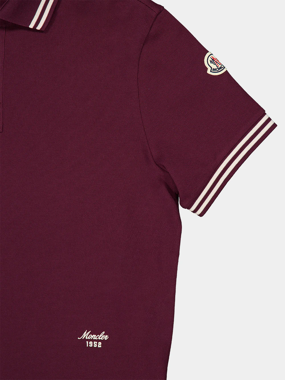 Burgundy Striped Trim Polo Shirt - Image 6