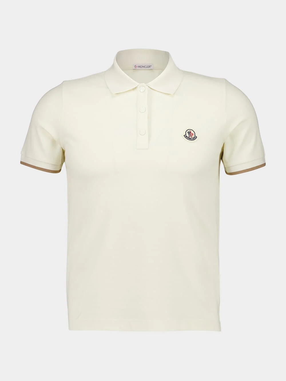 White Logo Patch Cotton Polo Shirt