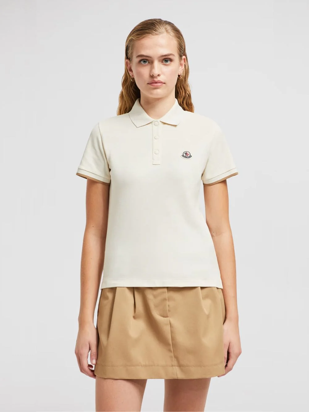 White Logo Patch Cotton Polo Shirt - Image 2