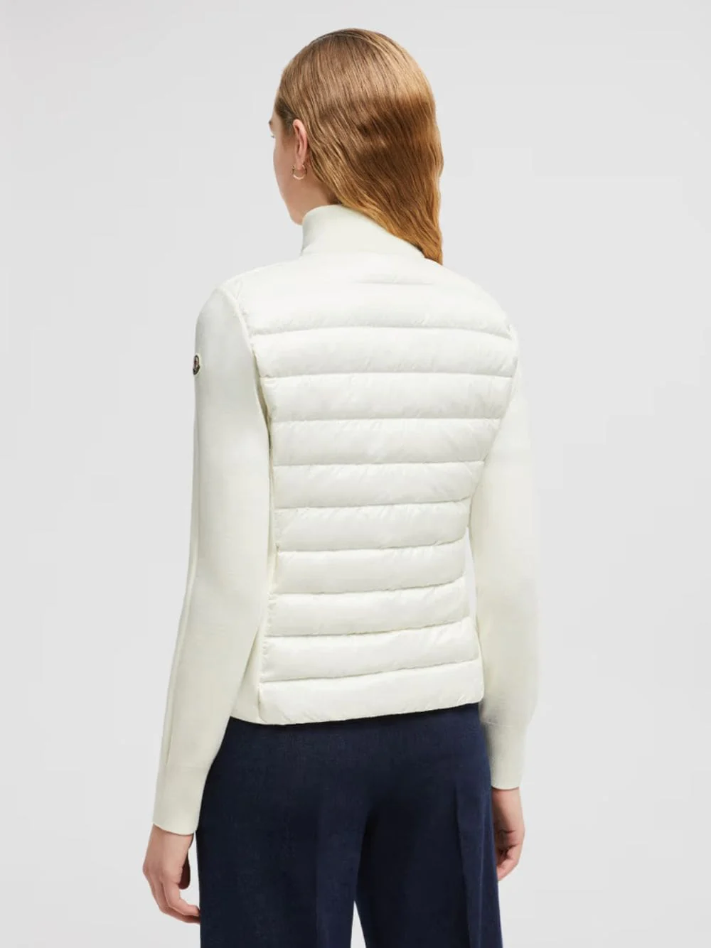 White Padded Wool Zip-Up Cardigan - Image 4