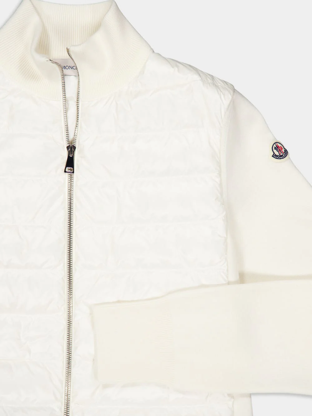 White Padded Wool Zip-Up Cardigan - Image 5