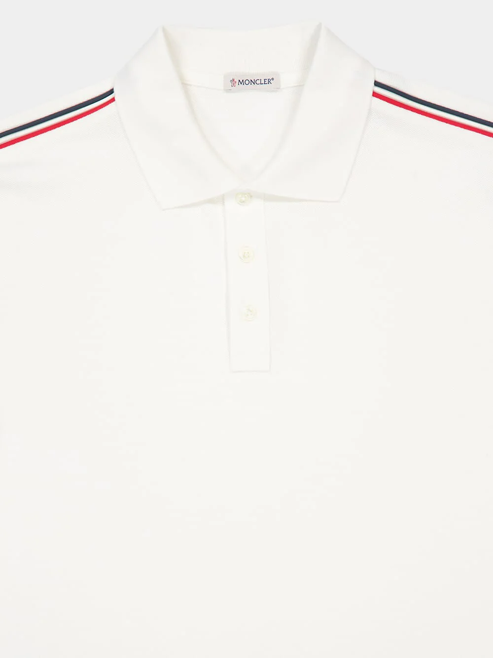 White Tricolor-Trimmed Cotton Piquet Polo Shirt - Image 5