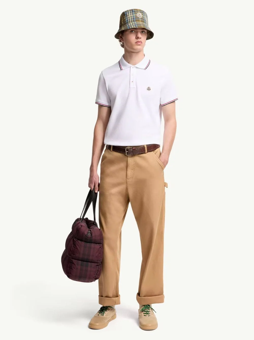 White Tricolour Cotton Polo Shirt - Image 2