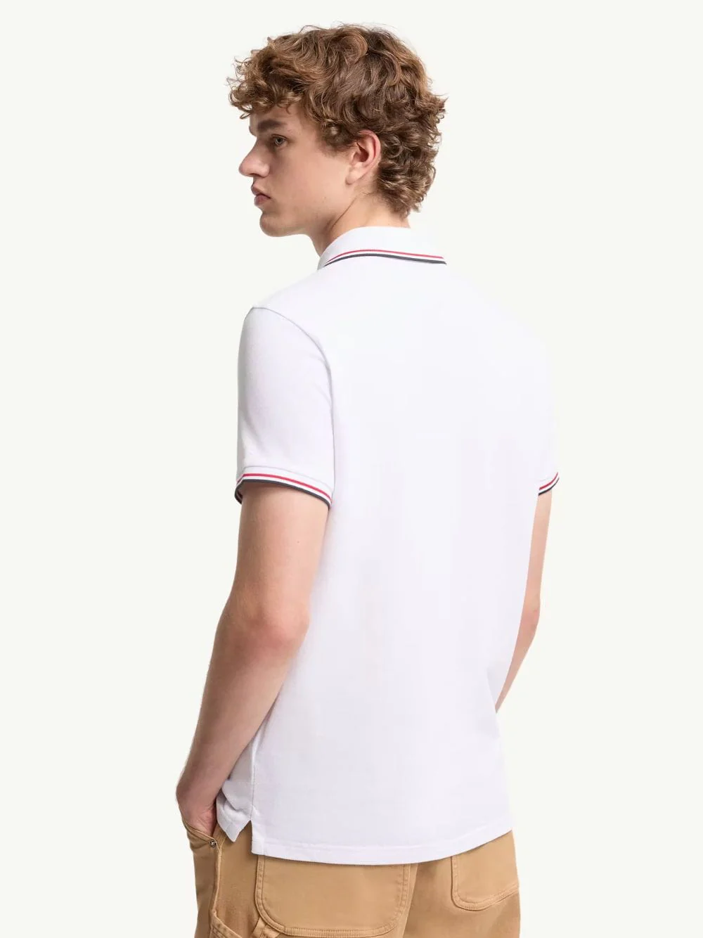 White Tricolour Cotton Polo Shirt - Image 4