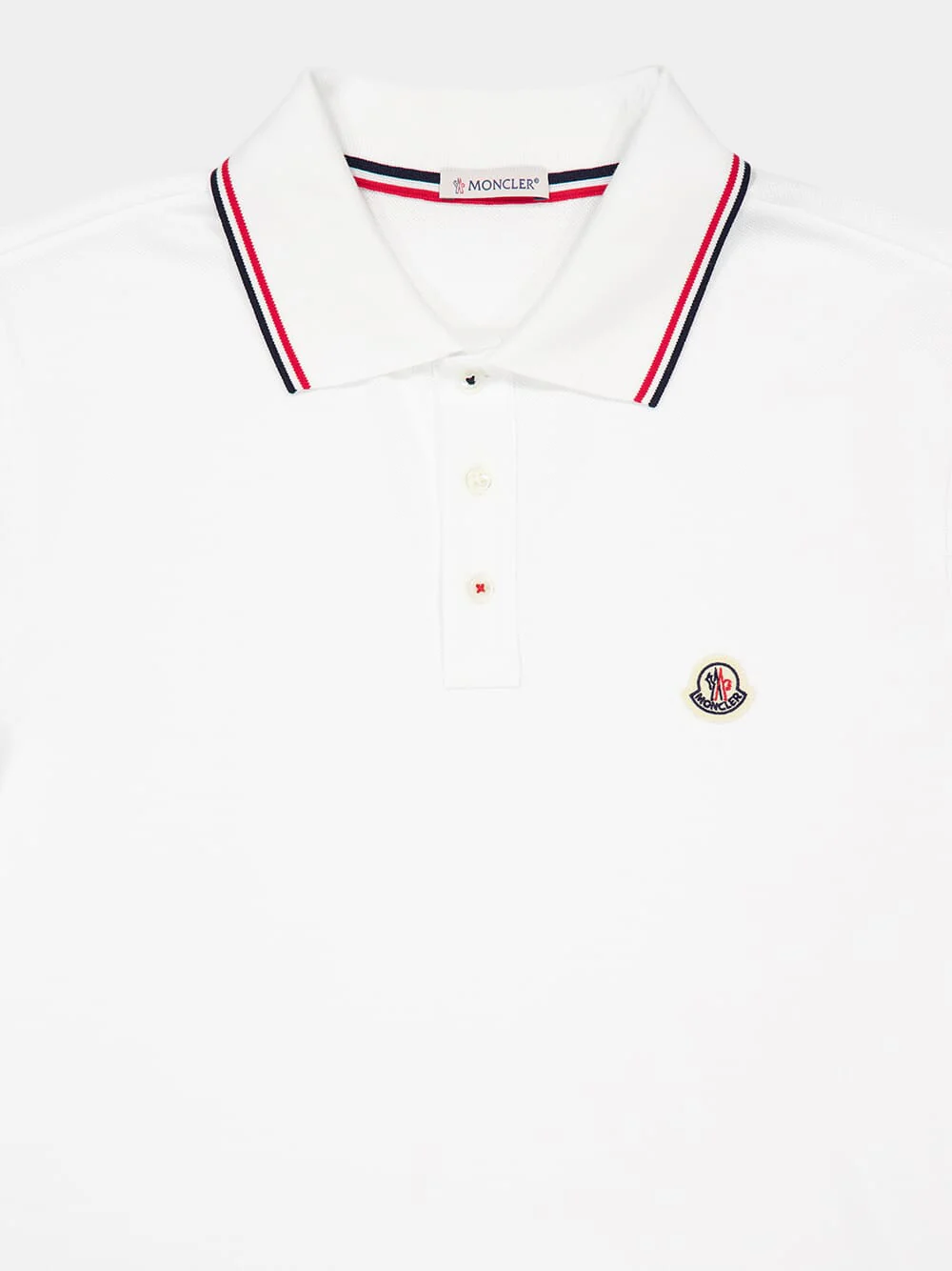 White Tricolour Cotton Polo Shirt - Image 5