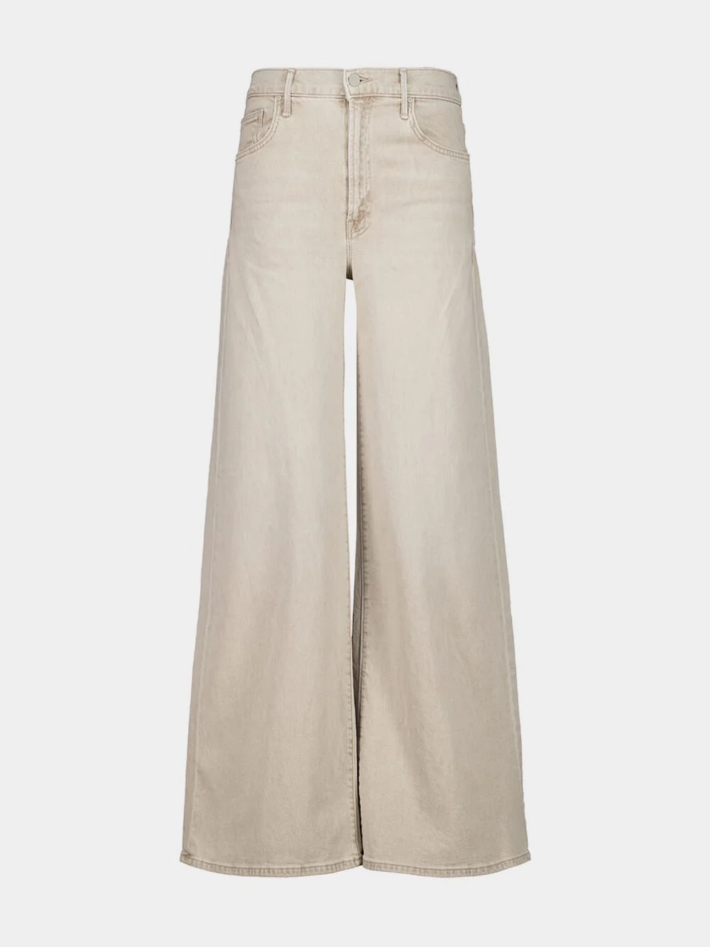 Beige Wide-Leg Cotton Jeans