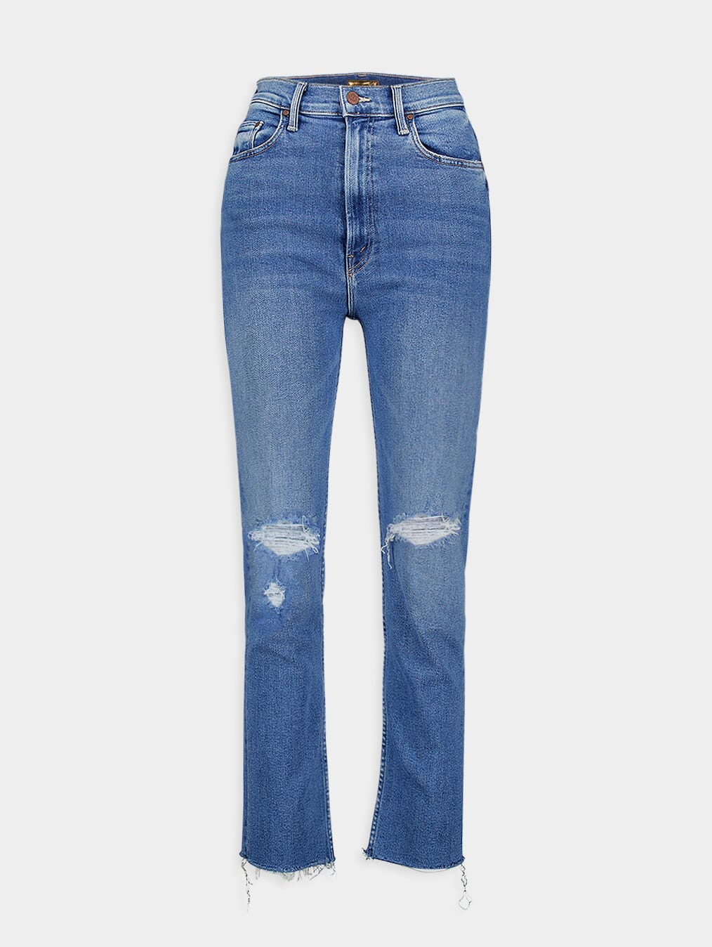 High-Waisted Rider Ankle Fray Jeans